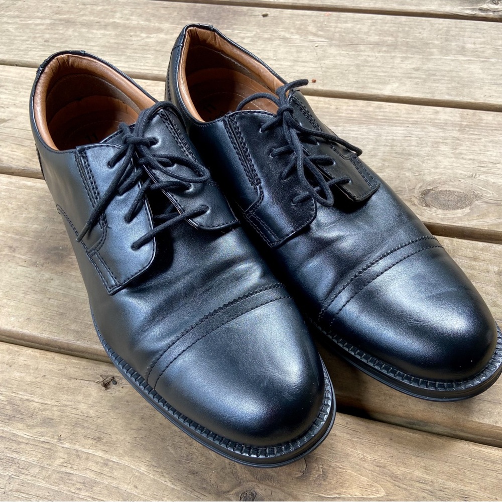 Classic Black Leather Men's Dress Shoes. George Formal Dress Shoes for Wedding
